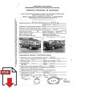 1979 Alfa Romeo Alfasud TI 1.5 FIA homologation form PDF download